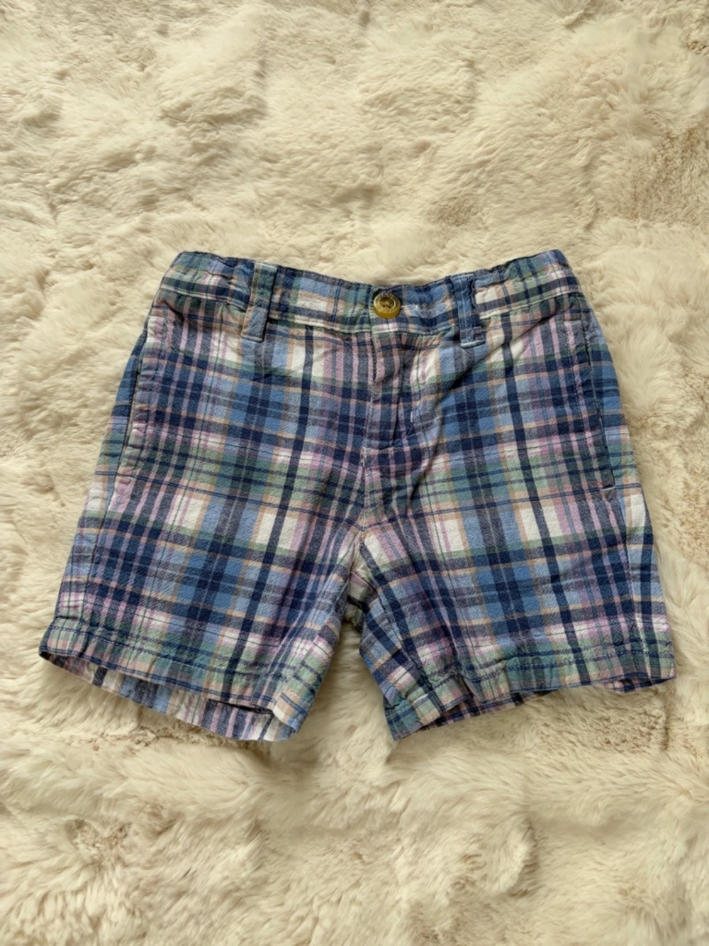 Janie and Jack Pastel Plaid Shorts in Blue, Lavender & Green